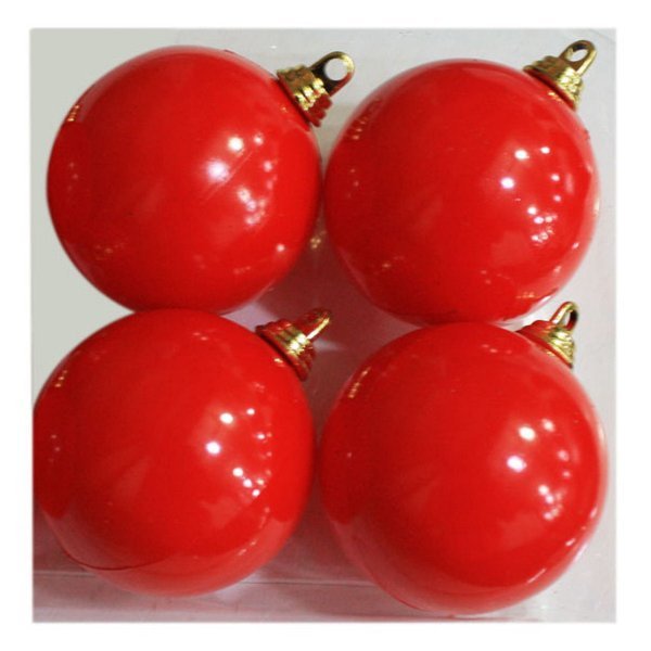 Χριστουγεννιάτικες Μπάλες Κόκκινες - Σετ 4 τεμ. (10cm)